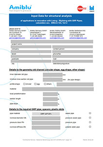 Input data for structural analysis of relining GRP pipes