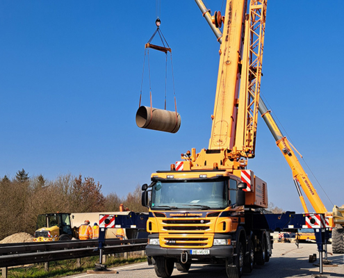 Handling GFK-Großrohr (3000mm Durchmesser)