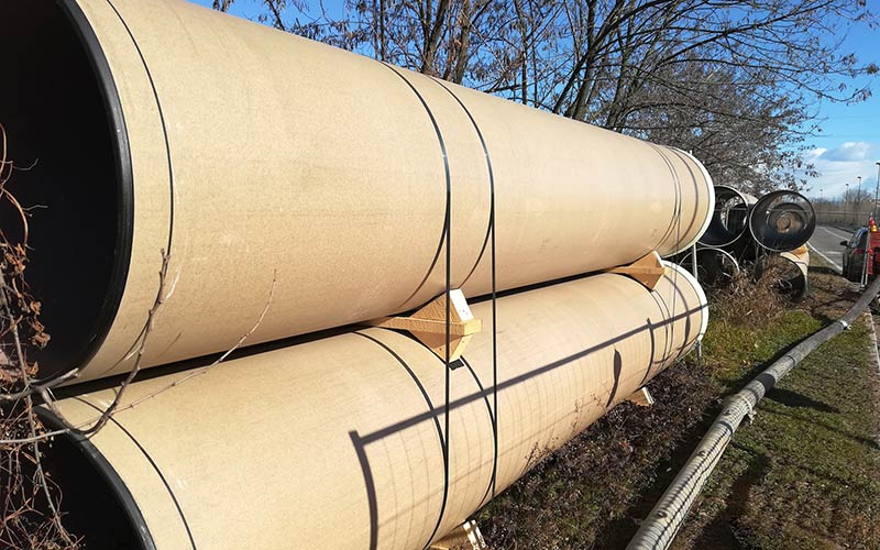 CC-GRP pipes for sewer construction in Sesto San Giovanni, Italy