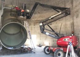 Amiblu Flowtite GRP elbow was placed at the bottom of the tower and embedded in a concrete block for the Ariane 6 water deluge system
