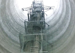 Amiblu Flowtite pressure pipes DN 2500, PN10 build an over 70 m high vertical shaft inside a concrete water tower for the Ariane 6 water deluge system.