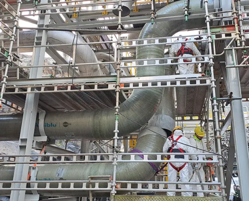 installation of GRP pipelines within a compact working area at Boliden Odda zinc plant