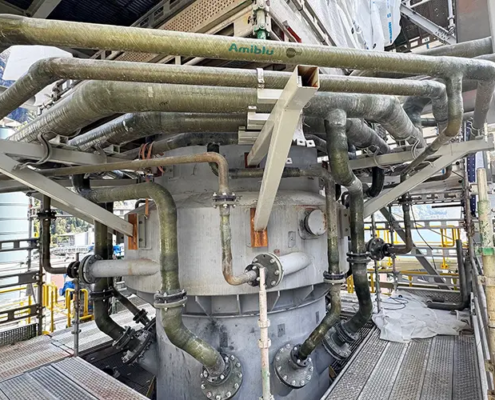 complex network of Amiblu GRP pipes and fittings at Boliden Odda zinc plant