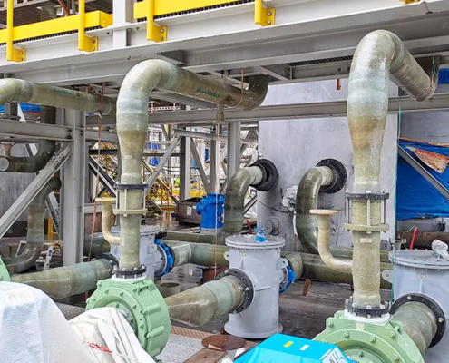 complex network of Amiblu GRP pipes and fittings for Boliden Odda zinc plant