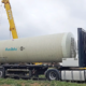 LKW-Transport Amiblu GFK-Trinkwasserbehälter Mehren, Deutschland