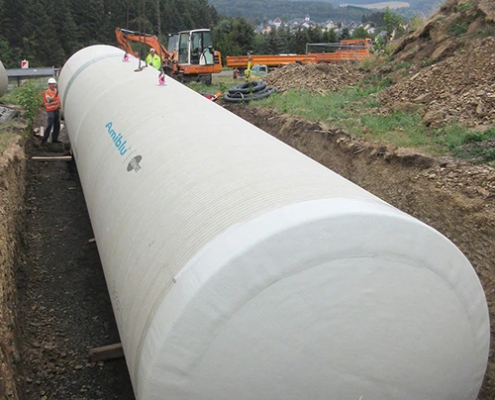 Installation Amiblu GFK-Trinkwasserbehälter Mehren, Deutschland