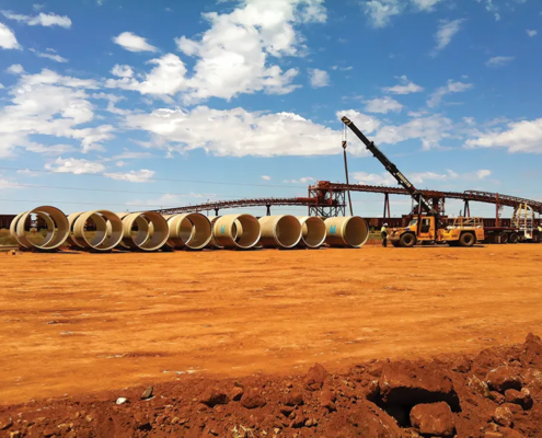 Amiblu Hobas jacking pipes Rio Tinto Pilbara Australia