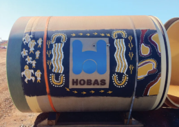 local artists painted the Amiblu Hobas pipes in the artistic style of traditional landowners