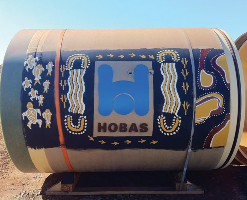 local artists painted the Amiblu Hobas pipes in the artistic style of traditional landowners