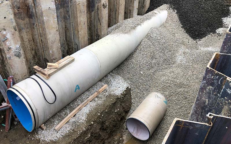 Amiblu NC Line egg profiles installed in open trench in Weiz, Austria
