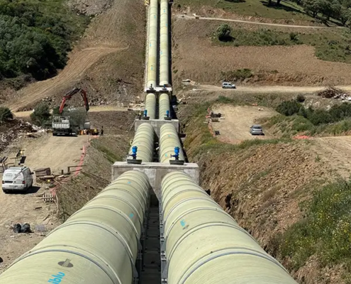 final stage of the irrigation project Sifon del Bronco in Spain