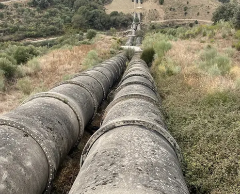 demolished pipeline of the Bronco Siphon in Montehermoso, Spain