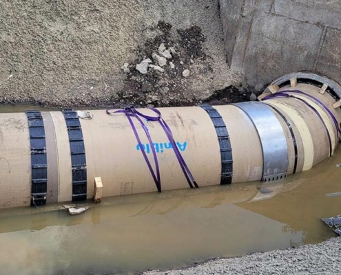 Amiblu relining pipes replace damaged concrete sewer in Potters Way, Peterborough, UK