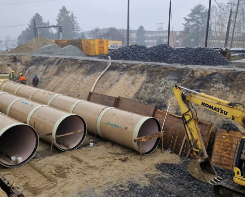 Installation of Amiblu retention tank in Pniowek, Poland in 2022