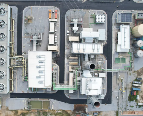Amiblu Flowtite GRP pipes for the CCPP Atinkou in Ivory Coast, aerial view