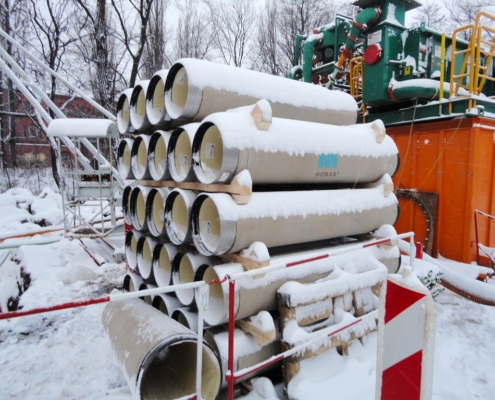 HOBAS GRP Jacking Pipes Under Railway Track in Třinec, CZ