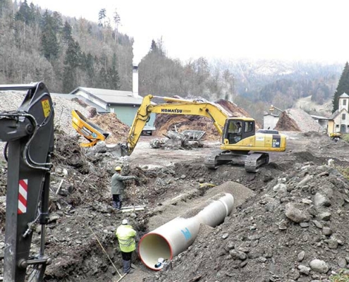 GRP hydropower pipline producing clean energy from the power station Ebriachbach