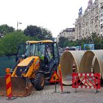 Construction site Bucharest city center Amiblu-NC line pipes
