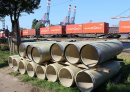 Flowtite GFK-Vortriebsrohre unter Eisenbahn-Damm am Hamburger Hafen