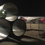 Flowtite GRP pipes at Düsseldorf Airport by night