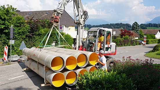 Flowtite Orange pipes in Eschenbach, Switzerland