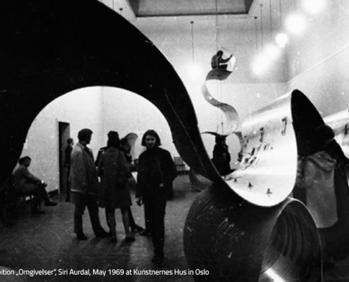 GRP sculpture by Siri Aurdal from the exhibition Omgivelser in 1969 at Kunstnernes Hus Oslo