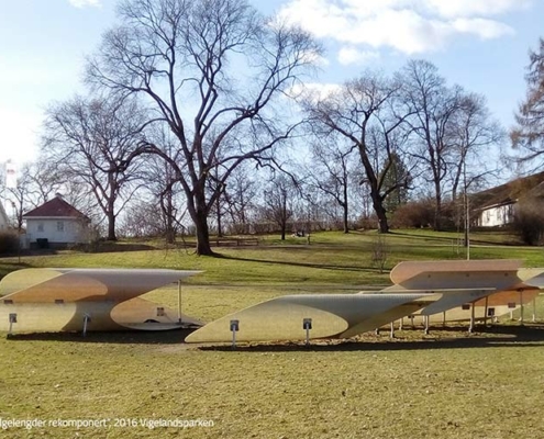 GRP sculpture by Siri Aurdal "Bølgelengder rekomponert" at Vigelandsparken in Oslo in 2016