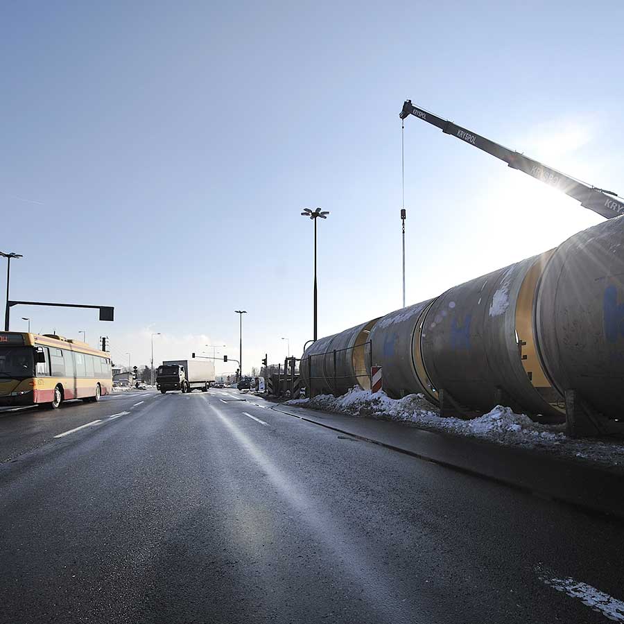 Hobas jacking pipes next to road in Czajka, Poland