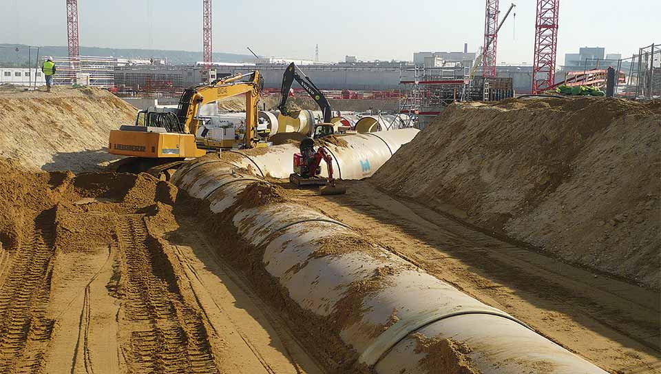 Hobas sewer pipeline installtion in France