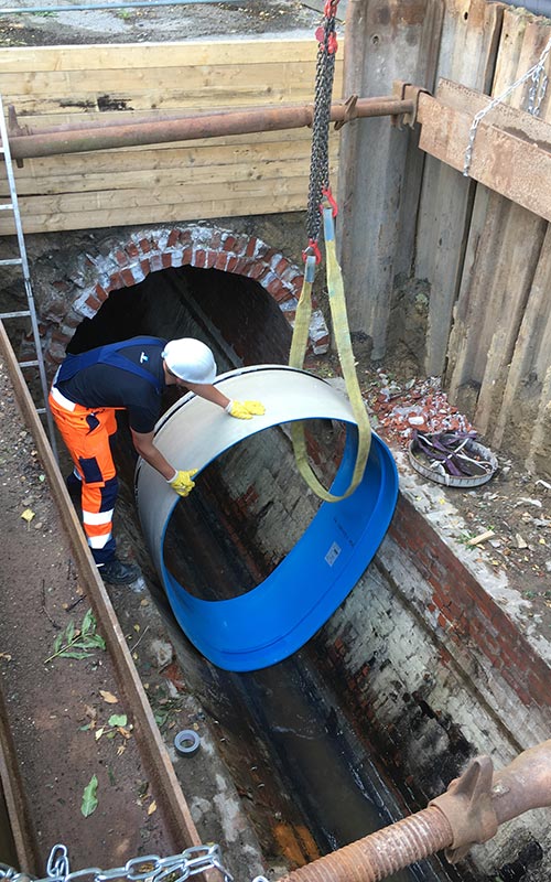 Installation of Amiblu NC Line pipe in Essen, Germany