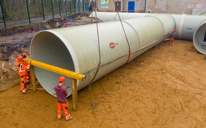 Installation of Amiblu potable water tank in Luetzen, Germany