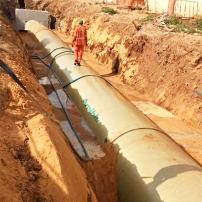 Installation GRP drainage pipe BRT project Senegal