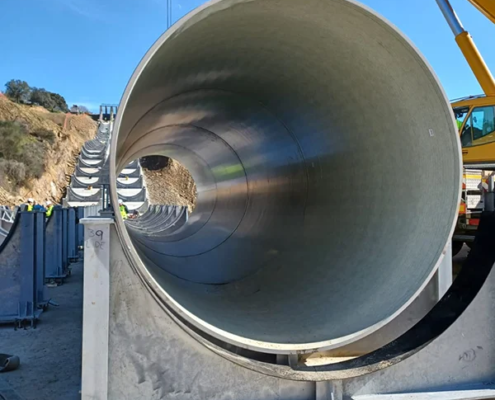 installation of Amiblu GRP pipeline for irrigation project Sifon del Bronco in Spain