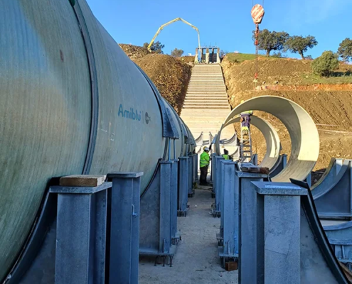 installation of Amiblu GRP pipeline for irrigation project Sifon del Bronco in Spain