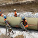 Installation of Flowtite Grey pressure pipes for water supply in Bouaké, Ivory Coast