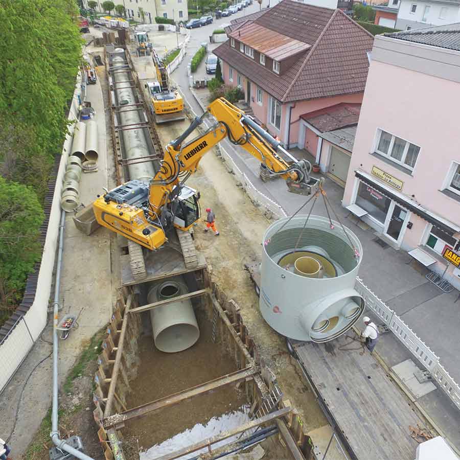 Storage tank with Amiscreen for combined sewage in Straubing, Germany