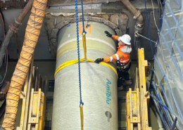 installation of DN 1500 GRP pipes through trenchless microtunnelling