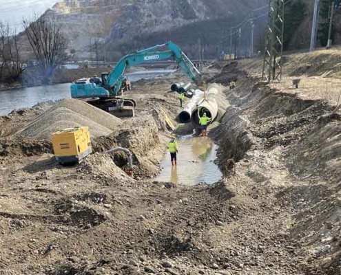 Amiblu GFK-Entwässerungsleitung für Wasserkraft Murkraftwerk Gratkorn