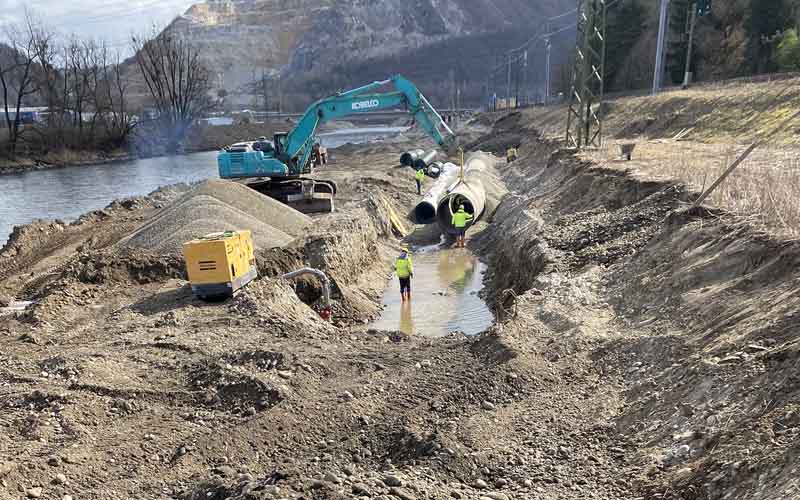 Amiblu GFK-Entwässerungsleitung für Wasserkraft Murkraftwerk Gratkorn